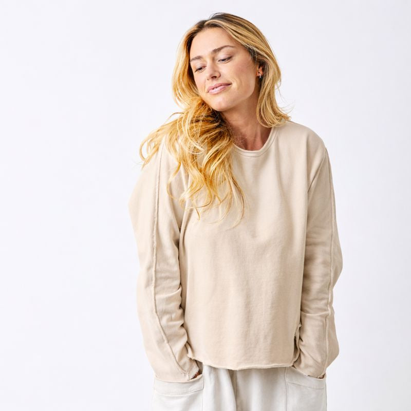 Wan Rolled Neck Sweatshirt With Raw Edge - Suzy D London