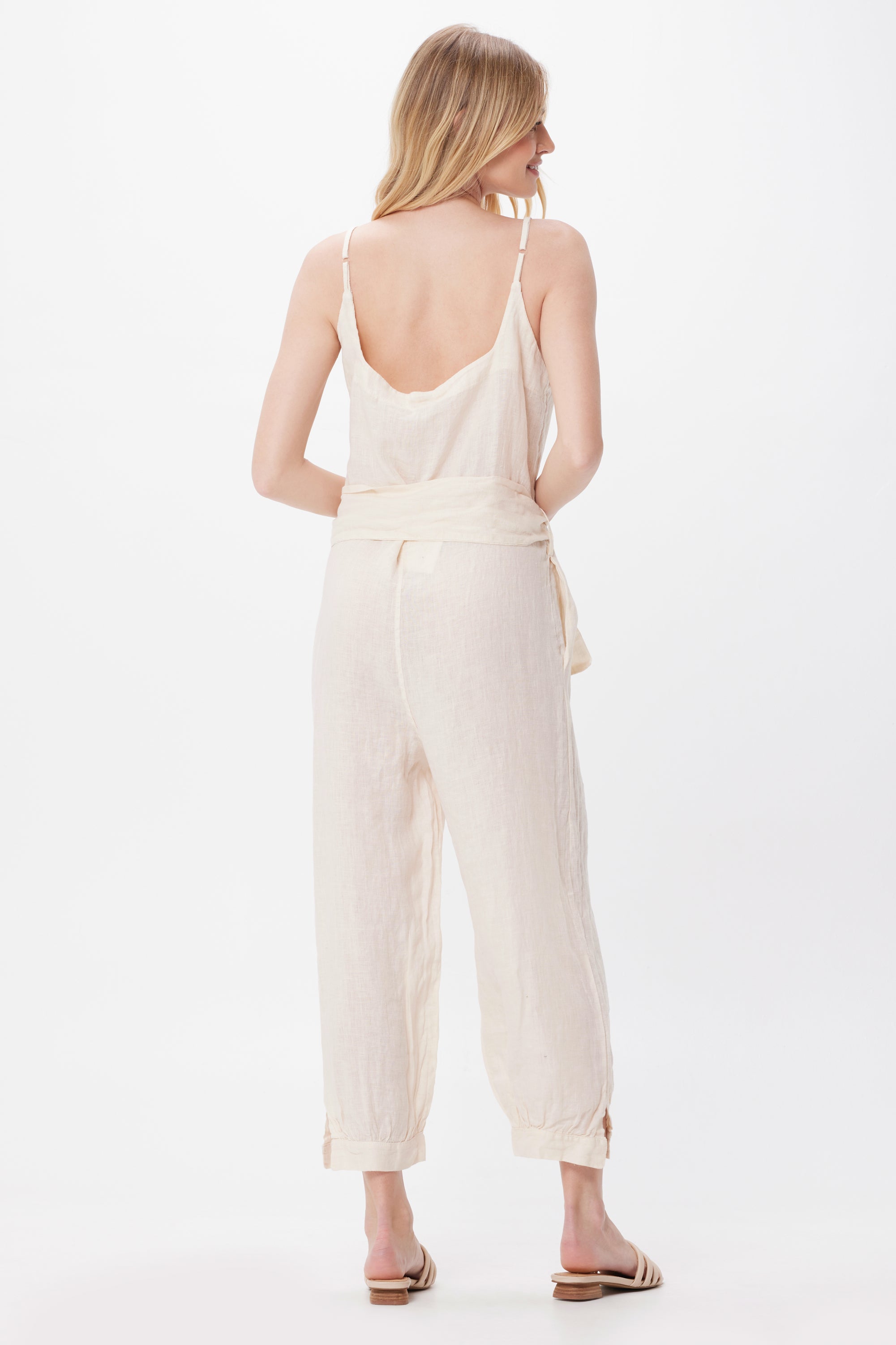 Soul Linen Dungarees With Tie Belt - Suzy D London