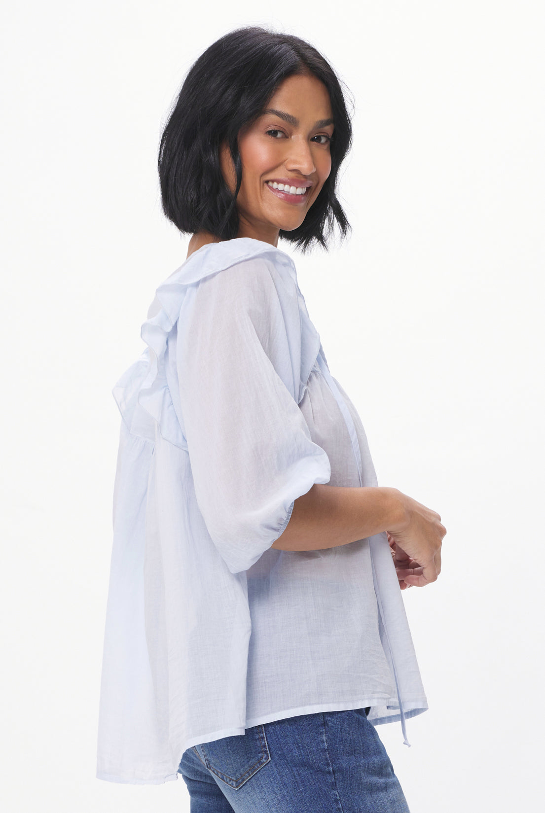 Rimini Sheer Cotton Blouse With Broderie Anglaise - Suzy D London