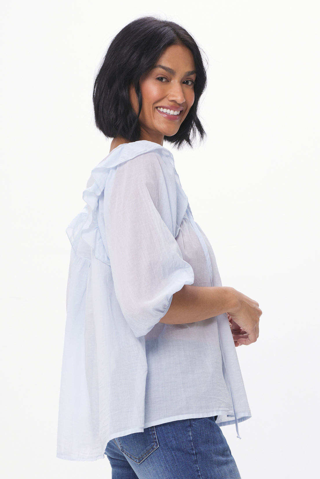 Rimini Sheer Cotton Blouse With Broderie Anglaise - Suzy D London