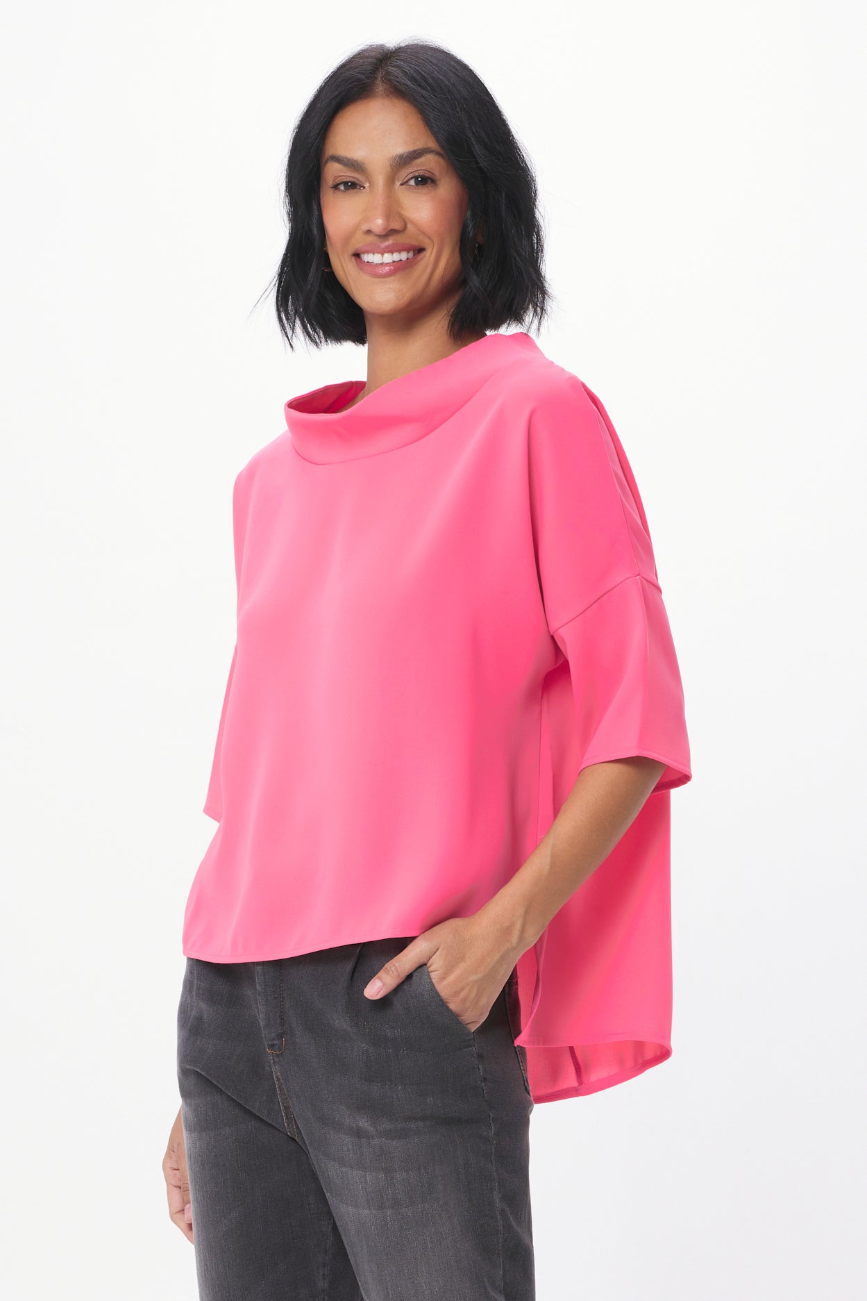 Audrey Cowl Neck Hi Lo Top - Suzy D London