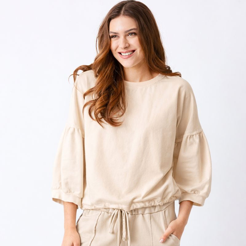 Bo Bubble Sleeve Sweatshirt With Drawstring Hem - Suzy D London