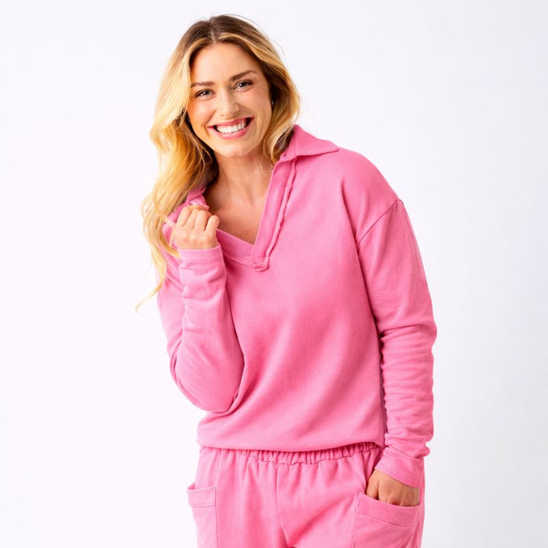 Whisper Raw Edge Open Collar Sweatshirt - Suzy D London