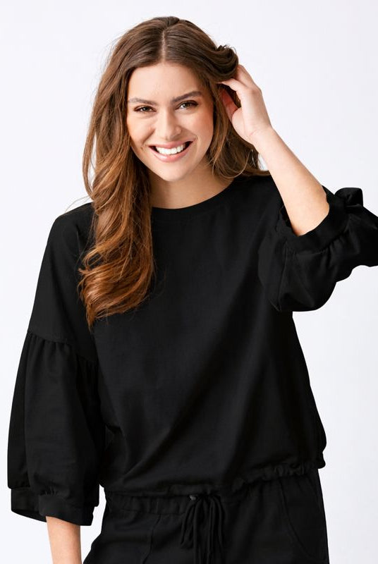Bo Bubble Sleeve Sweatshirt With Drawstring Hem - Suzy D London