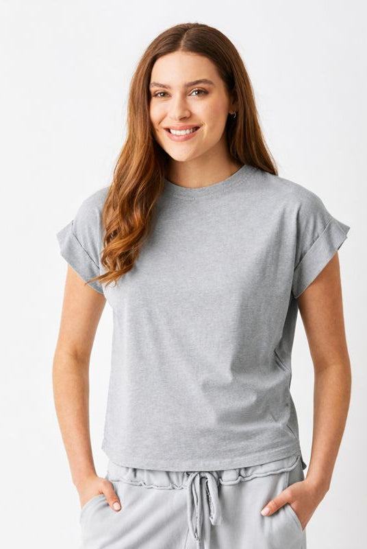 Whiley Crew Neck Tee With Turn Up Sleeve - Suzy D London