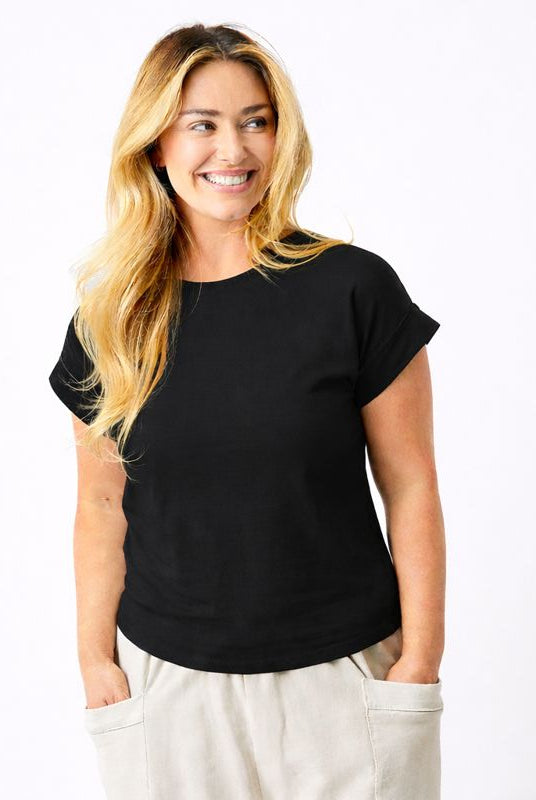 Whiley Crew Neck Tee With Turn Up Sleeve - Suzy D London