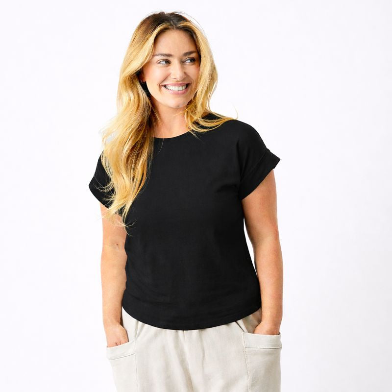 Whiley Crew Neck Tee With Turn Up Sleeve - Suzy D London