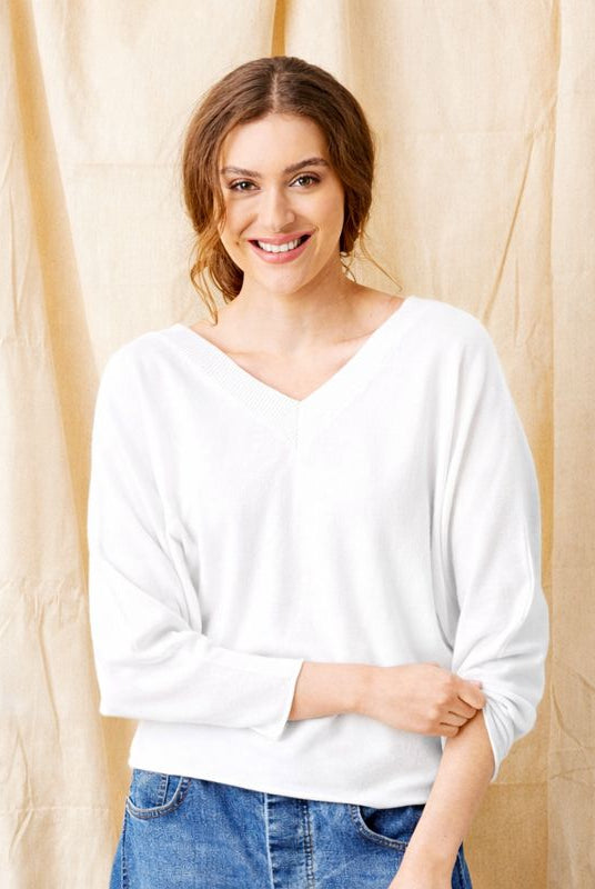 Lenny Light Double V Neck Batwing Knit Sweater - Suzy D London