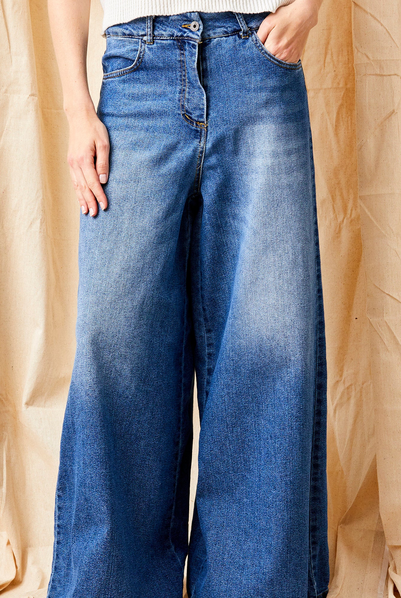 Brielle Stretch Denim Extra Wide Leg Jeans - Suzy D London