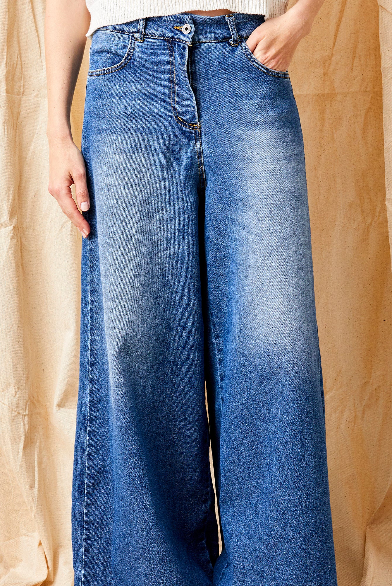 Brielle Stretch Denim Extra Wide Leg Jeans - Suzy D London