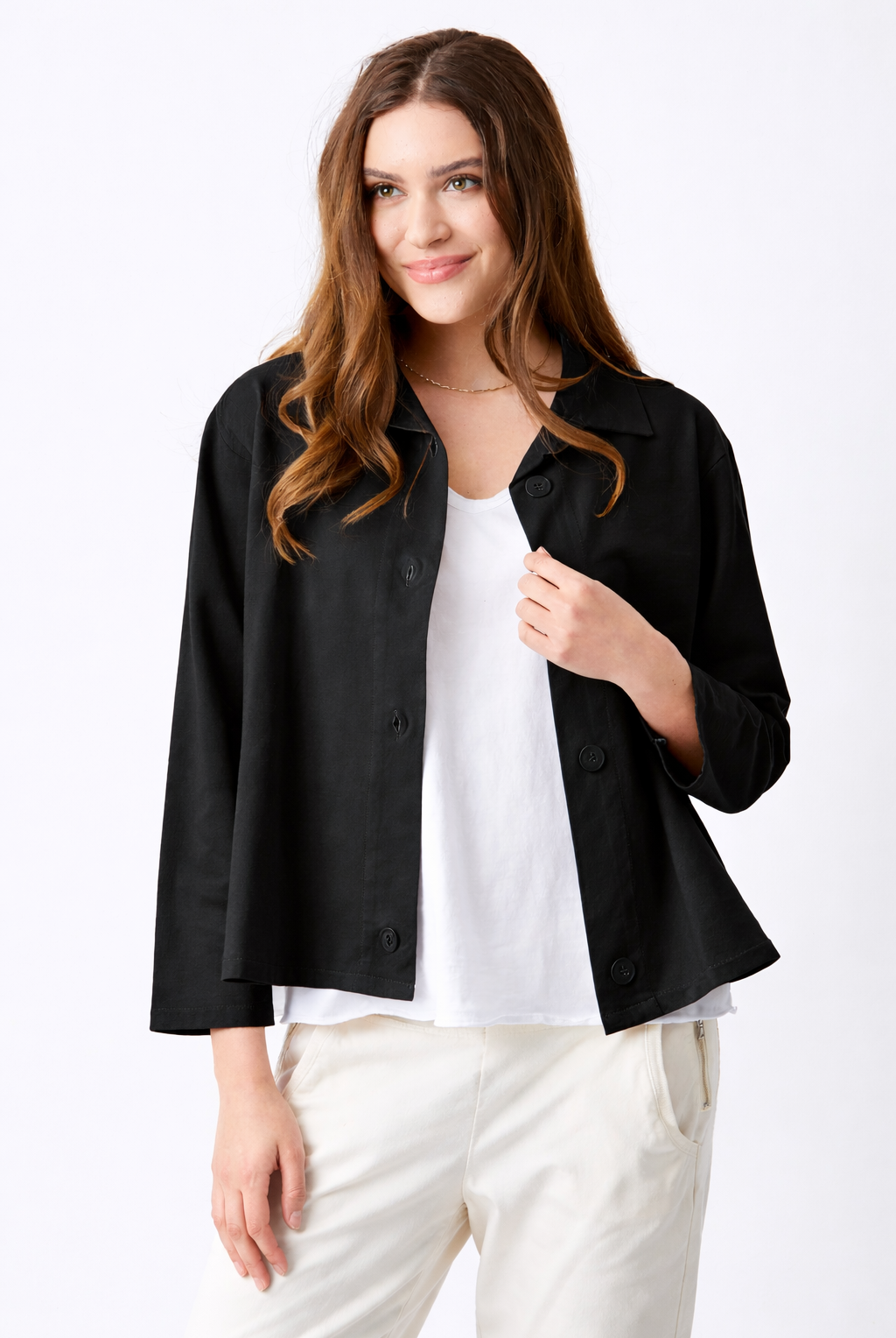 Justine French Terry Button Detail Shirt - Suzy D London