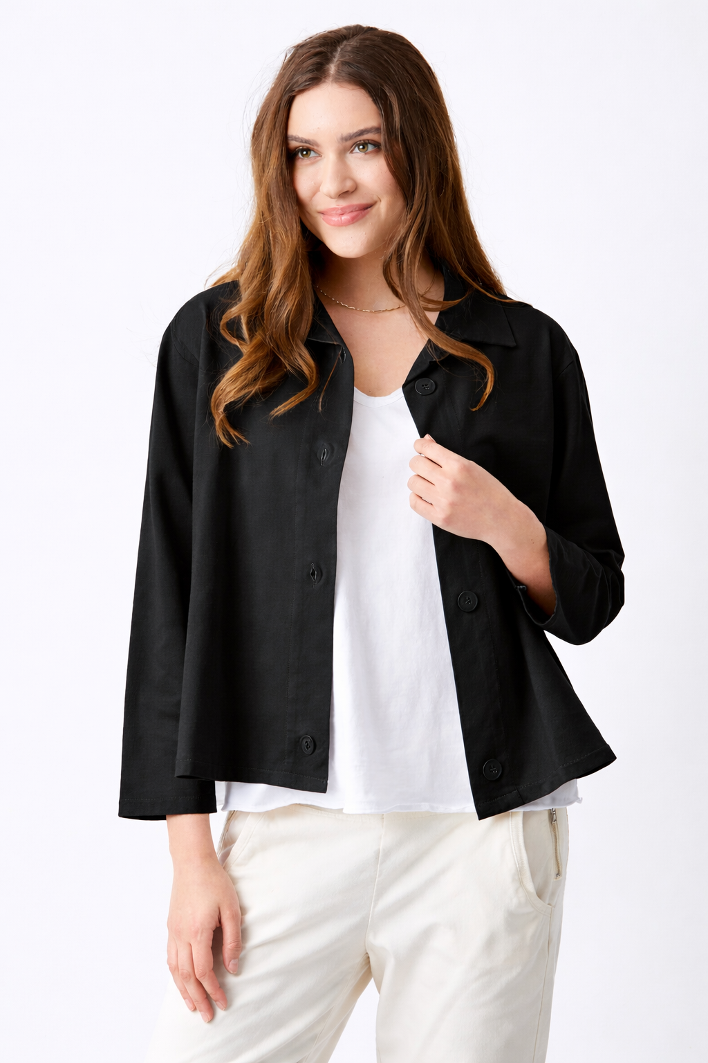 Justine French Terry Button Detail Shirt - Suzy D London