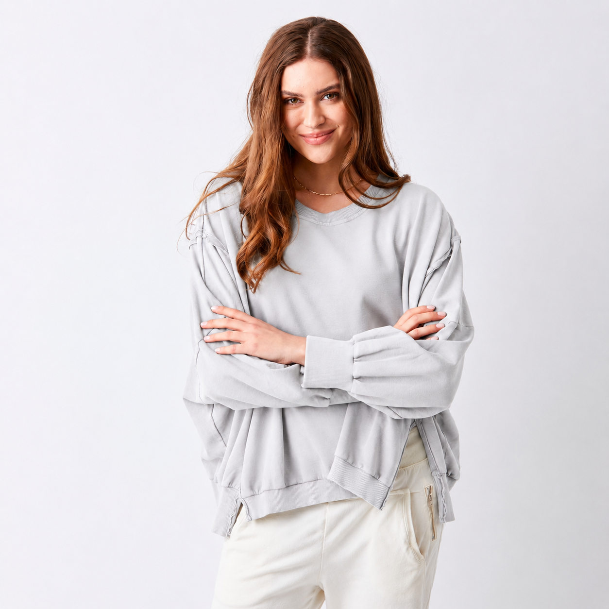 Werugia Oversize Raw Edge Sweatshirt With Splits - Suzy D London