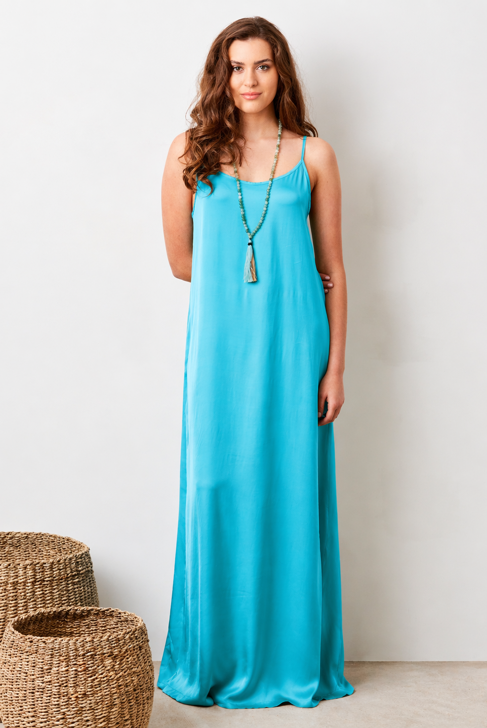 Suzie Satin Shoestring Strap Maxi Dress - Suzy D London