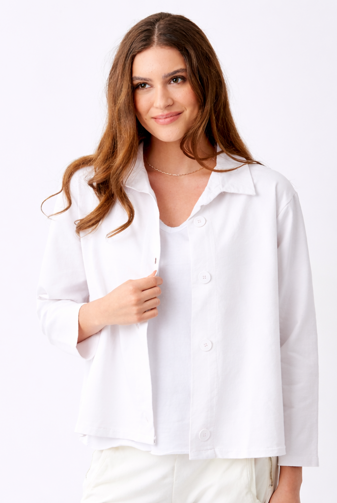 Justine French Terry Button Detail Shirt - Suzy D London