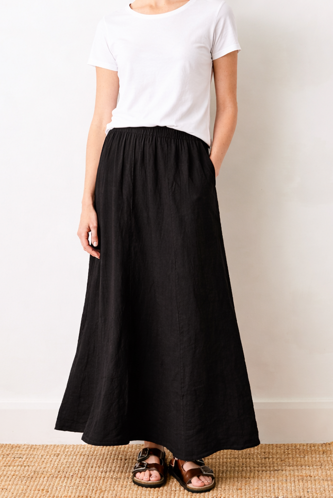 Lili Linen Skirt With Side Pockets - Suzy D London