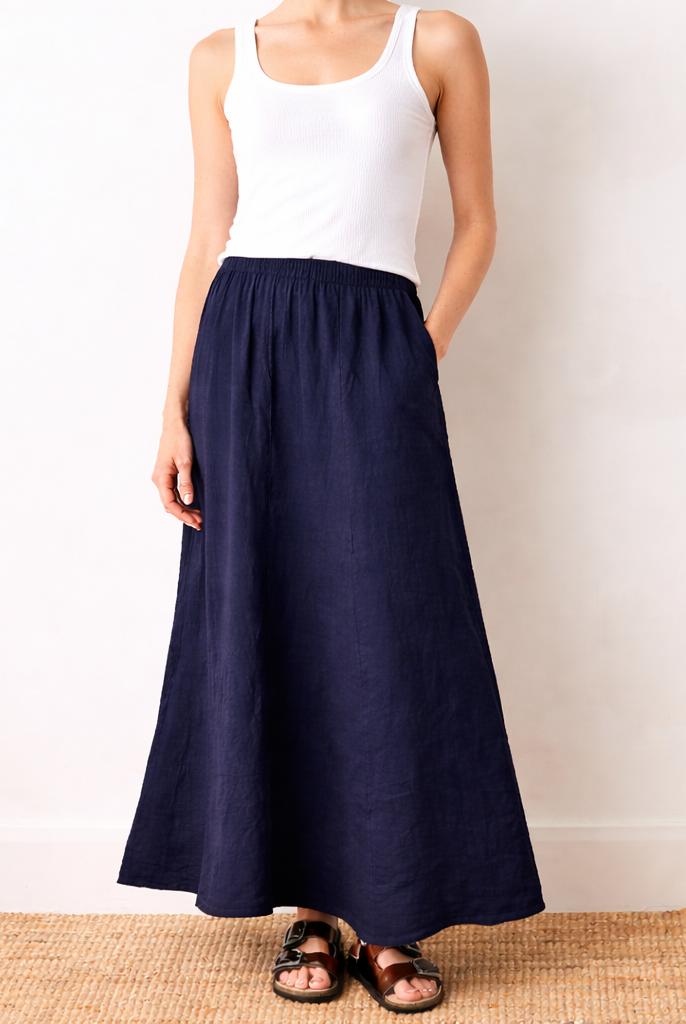 Lili Linen Skirt With Side Pockets - Suzy D London