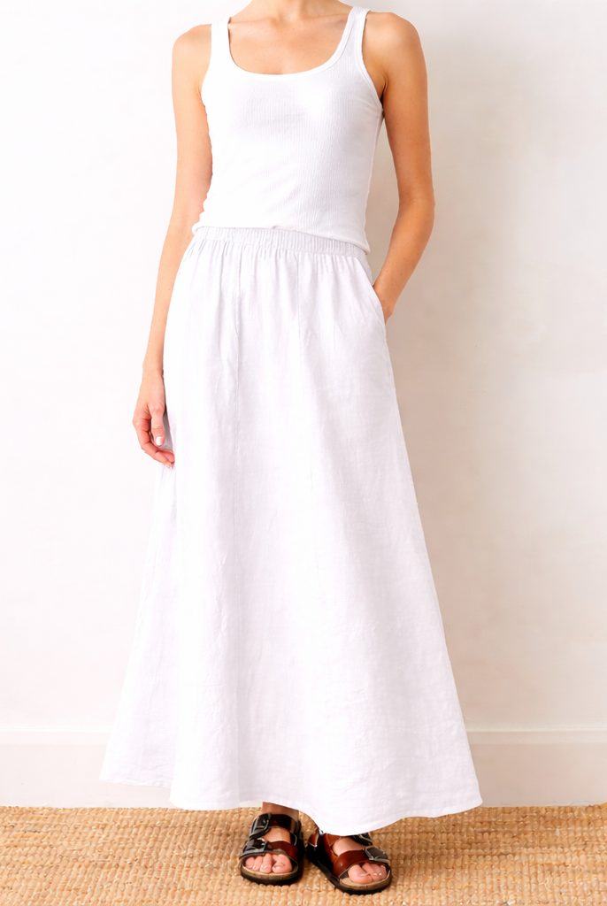 Lili Linen Skirt With Side Pockets - Suzy D London
