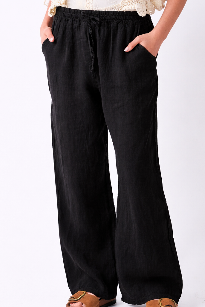 Lauren Linen Drawstring Palazzo Pants - Suzy D London