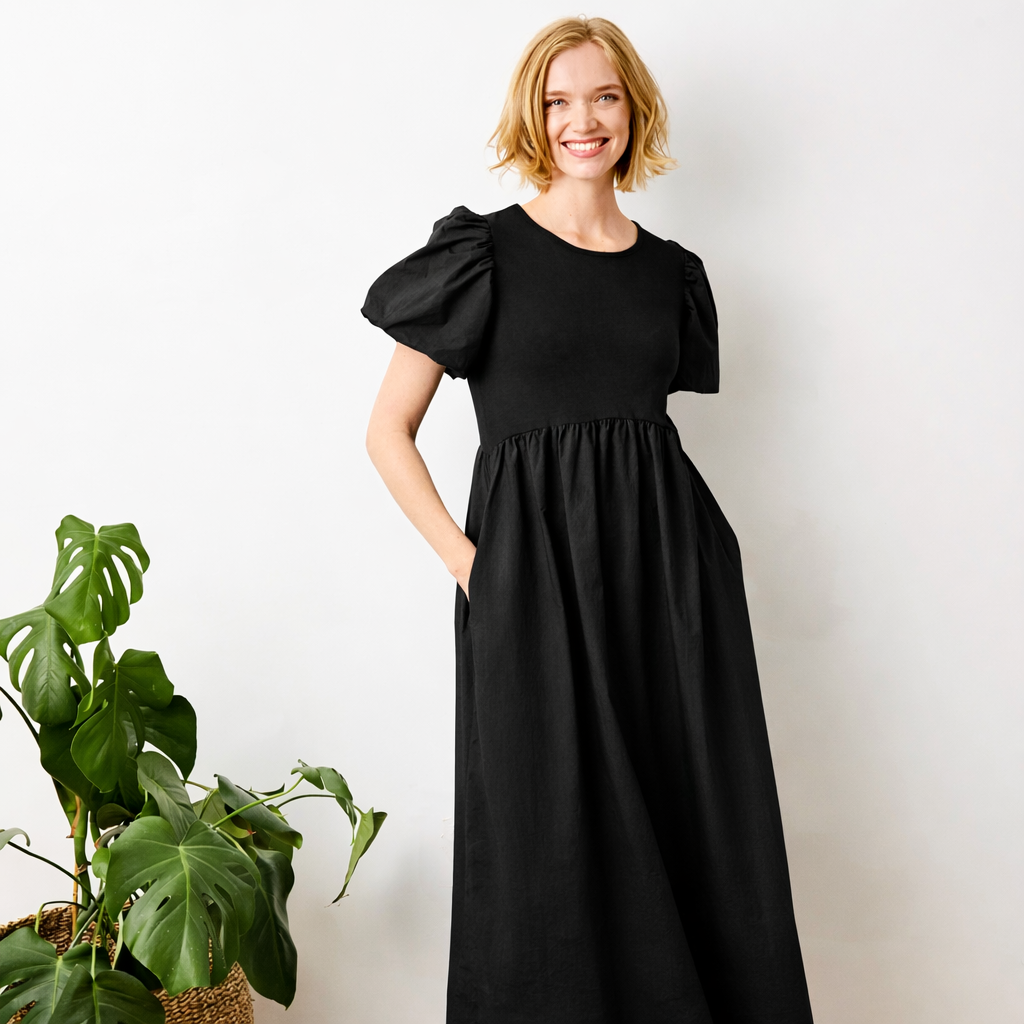 Galeena Dress With Puff Sleeves - Suzy D London