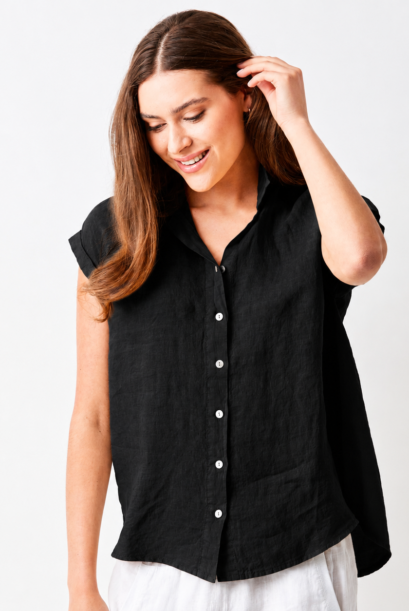Ynez Short Sleeve Linen Shirt - Suzy D London