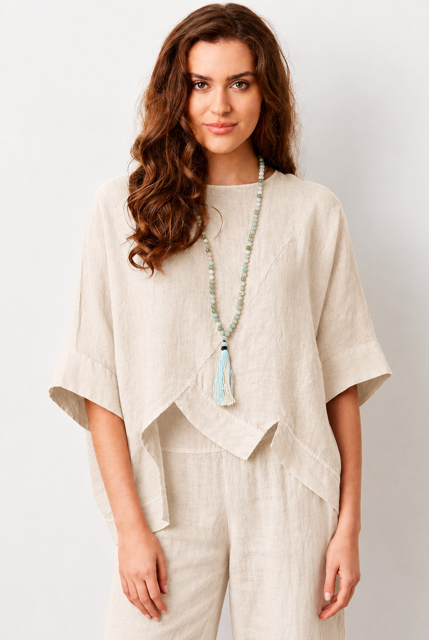 Yustina Linen Angled Hem Top - Suzy D London