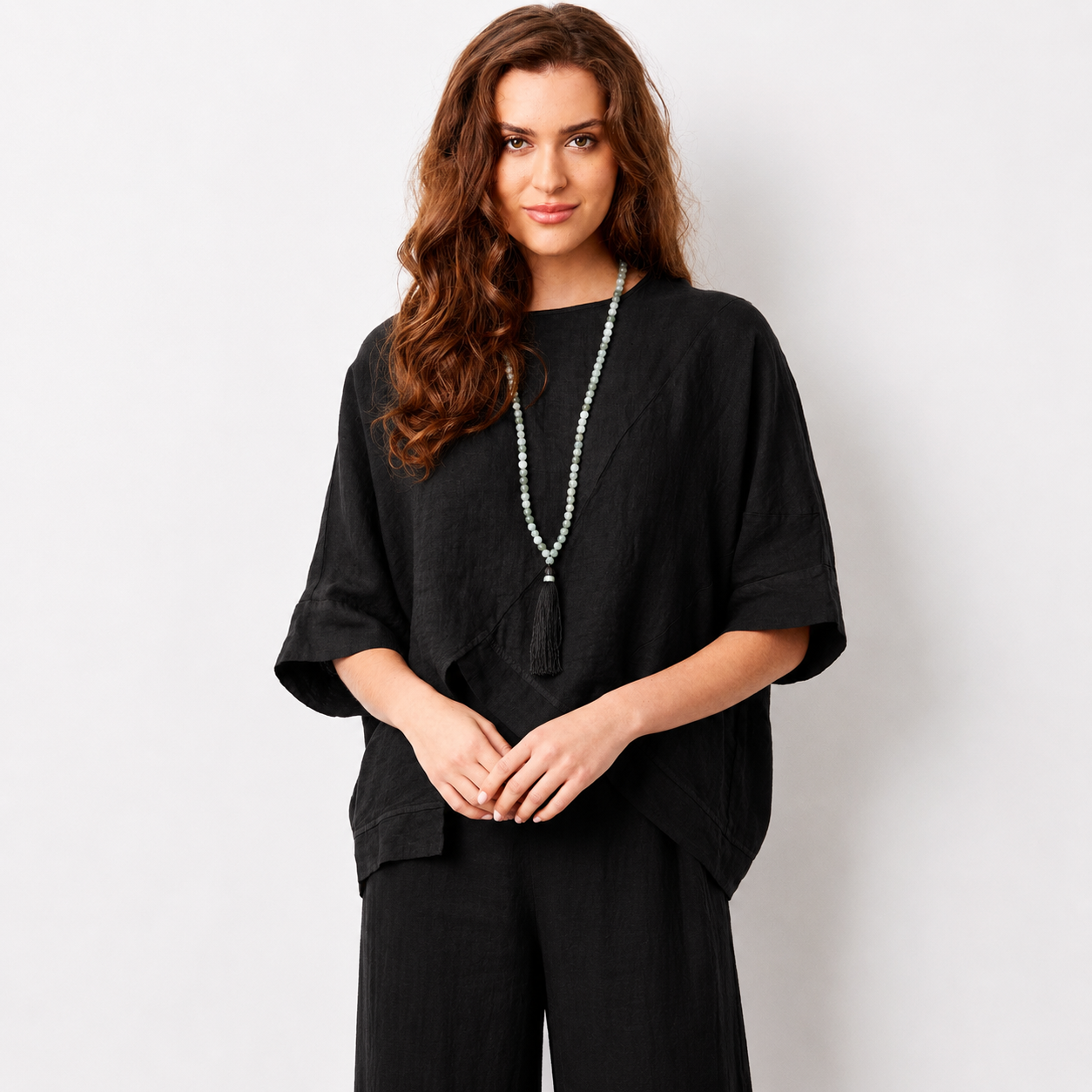 Yustina Linen Angled Hem Top - Suzy D London