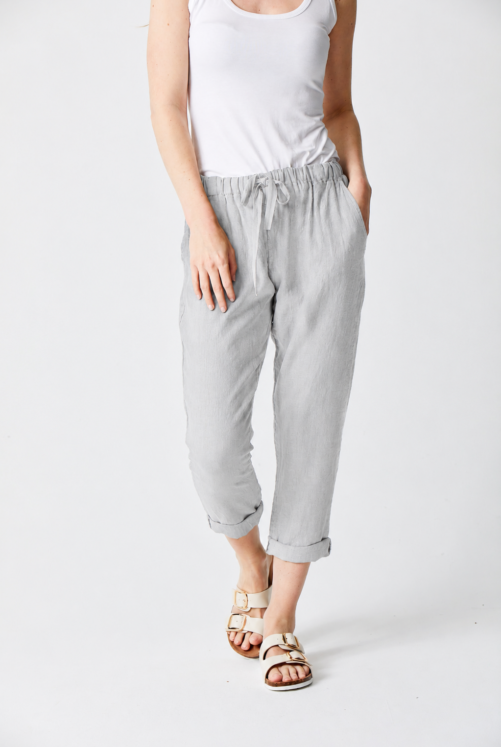 Mikey Linen Drawstring Tapered Pants - Suzy D London