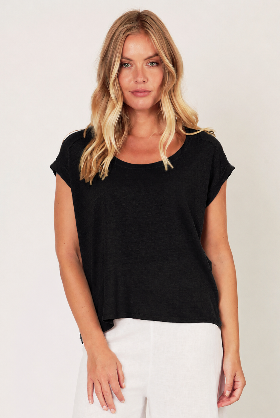 Lorenzo Linen Jersey Mix Tee - Suzy D London