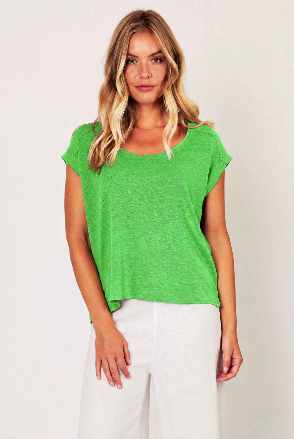Lorenzo Linen Jersey Slash Neck top - Suzy D London