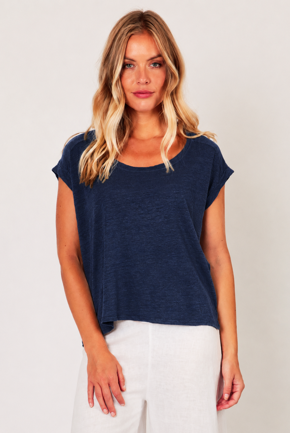 Lorenzo Linen Jersey Slash Neck top - Suzy D London