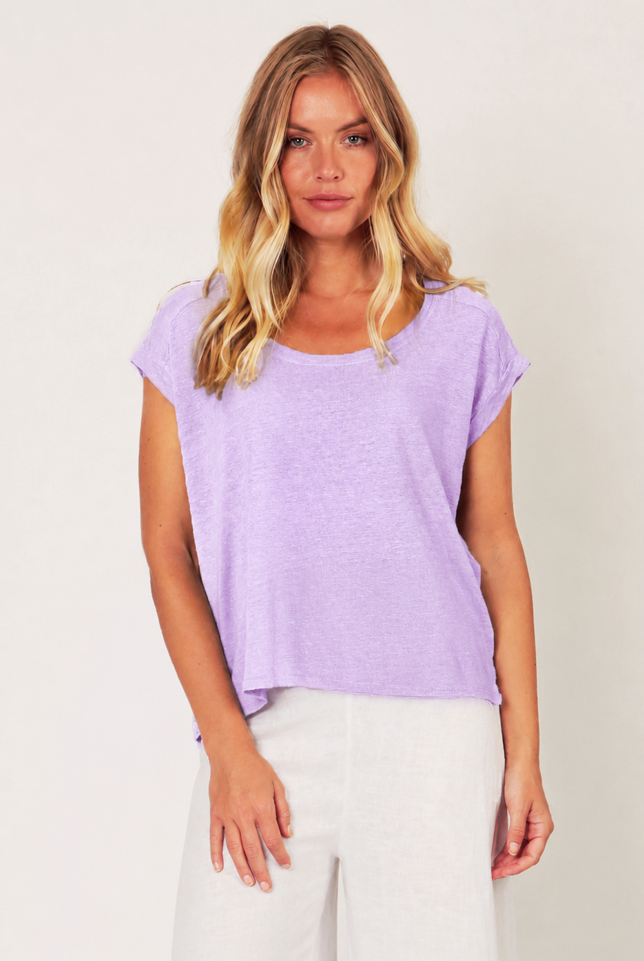Lorenzo Linen Jersey Slash Neck top - Suzy D London