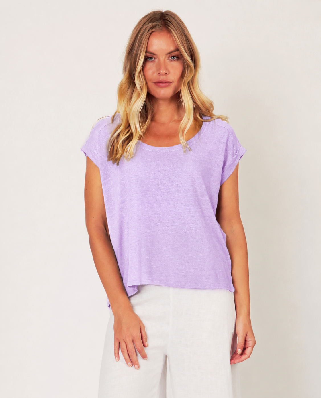 Lorenzo Linen Jersey Slash Neck top - Suzy D London