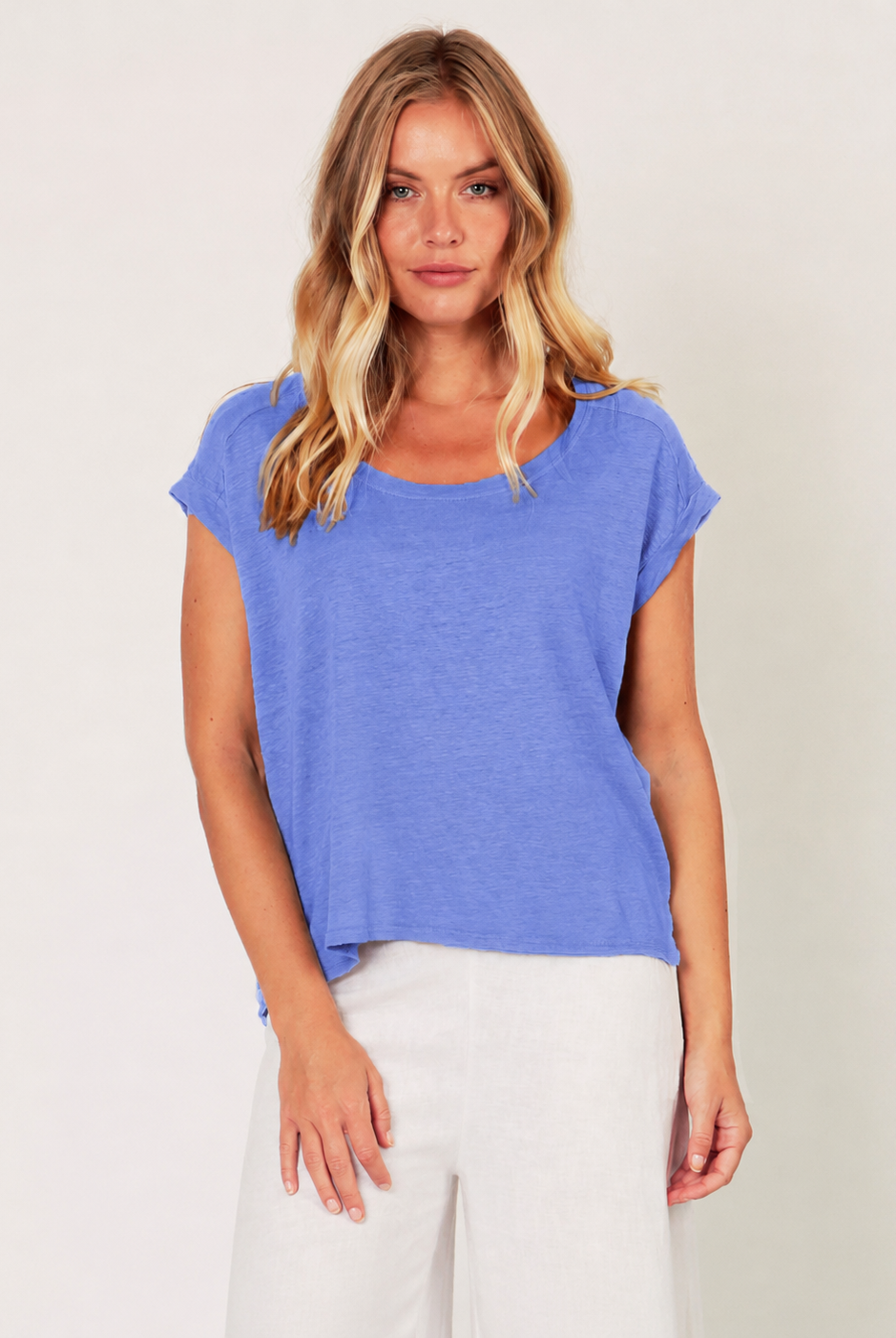 Lorenzo Linen Jersey Slash Neck top - Suzy D London