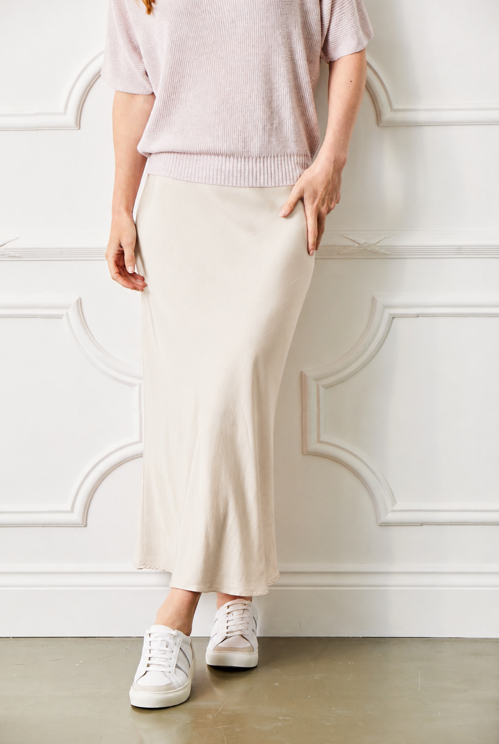 Gene Bias Cut Satin Maxi Skirt - Suzy D London
