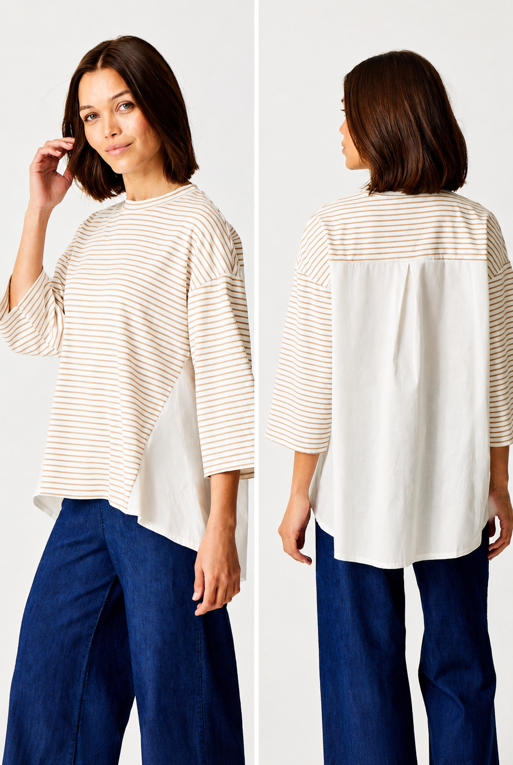 Glace Stripe Hi Lo Hem Jersey Top - Suzy D London