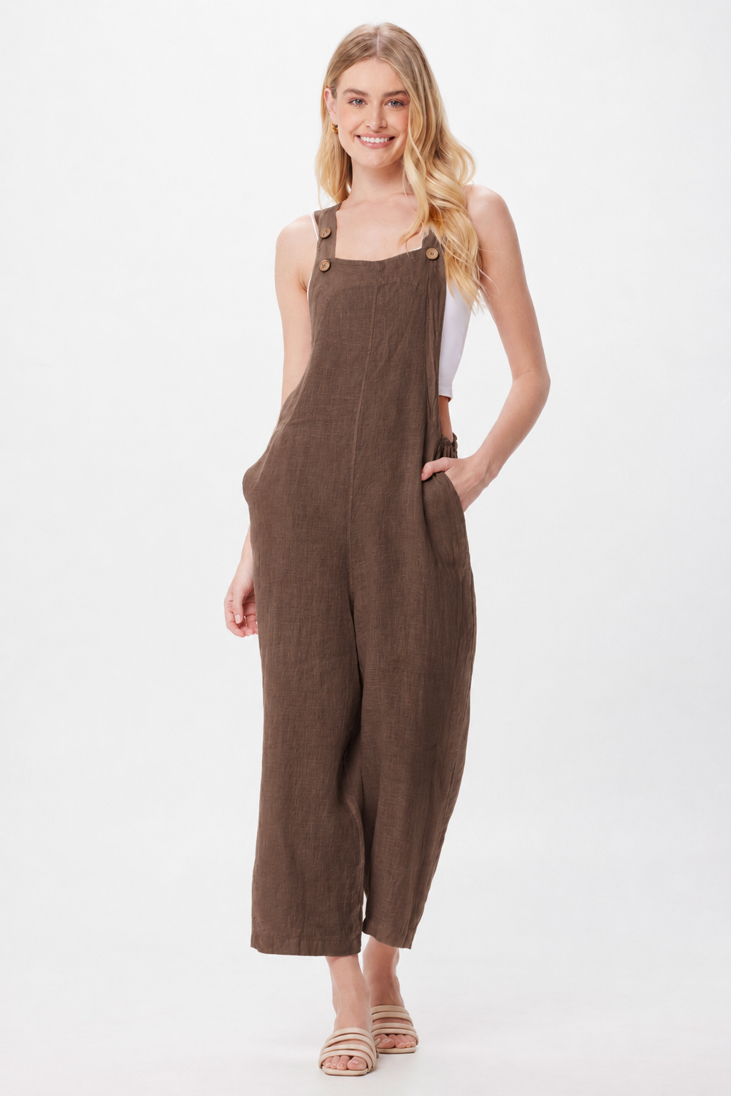 Shayla Linen Dungarees - Suzy D London