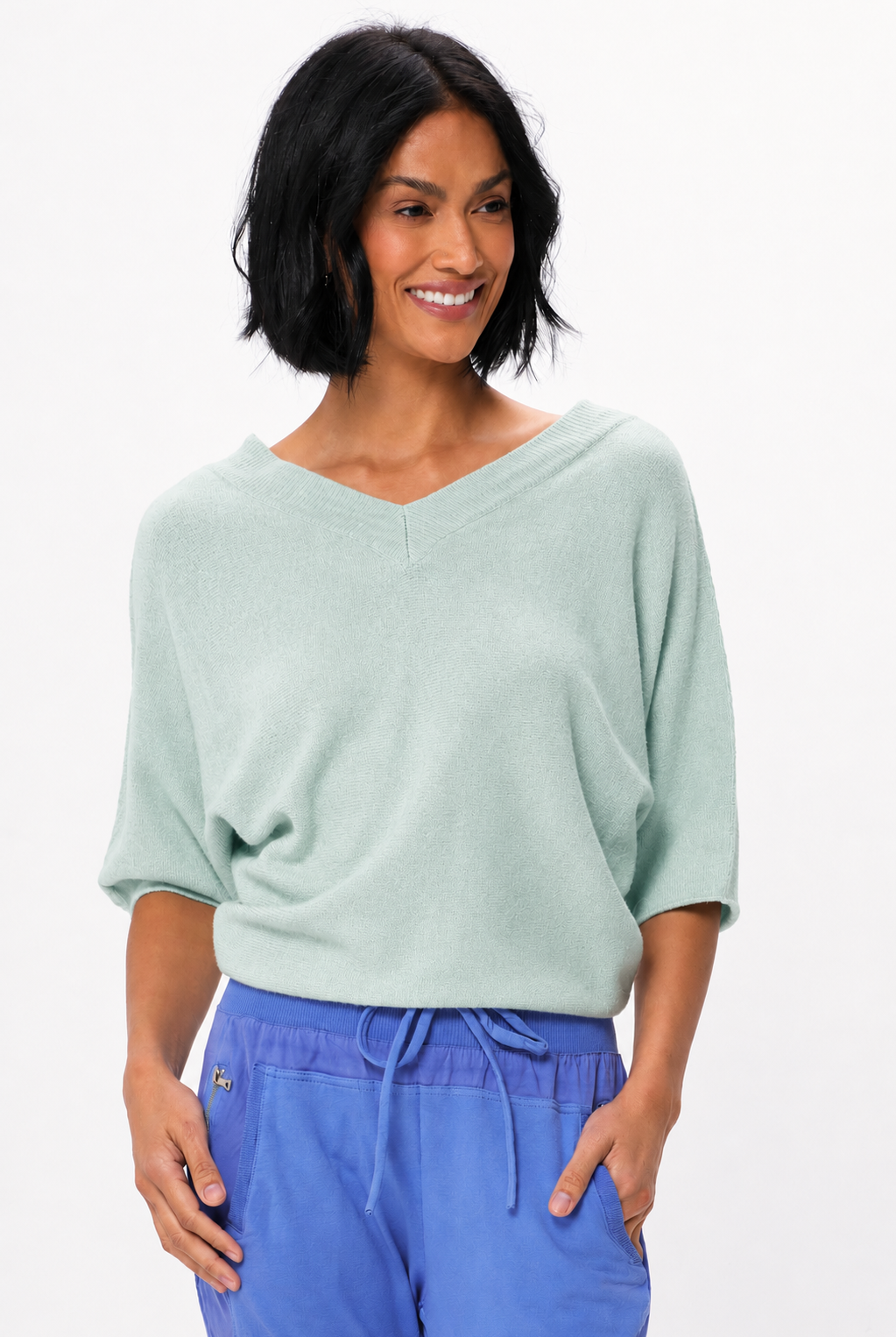 Lenny Double V Neck Batwing Soft Knit Sweater - Suzy D London