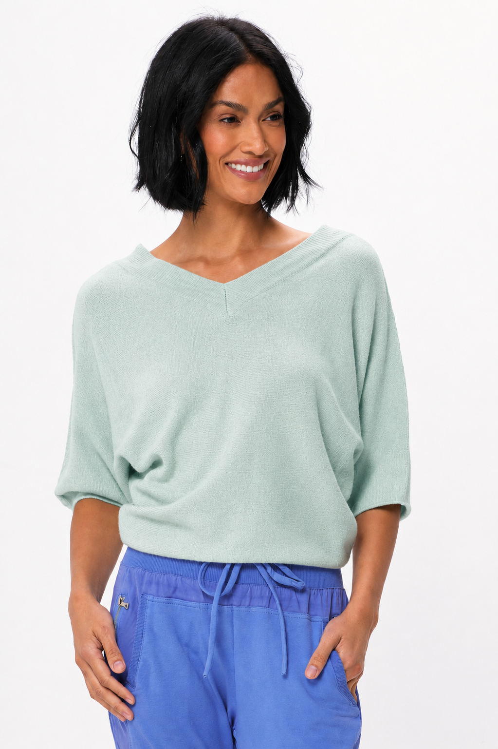 Lenny Double V Neck Batwing Soft Knit Sweater - Suzy D London