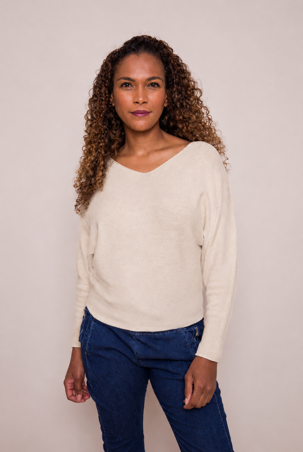 Leena Slash Neck Batwing Soft Knit Sweater - Suzy D London