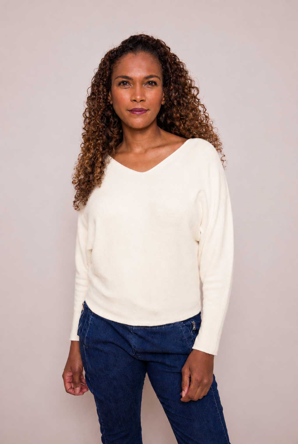 Leena Slash Neck Batwing Soft Knit Sweater - Suzy D London