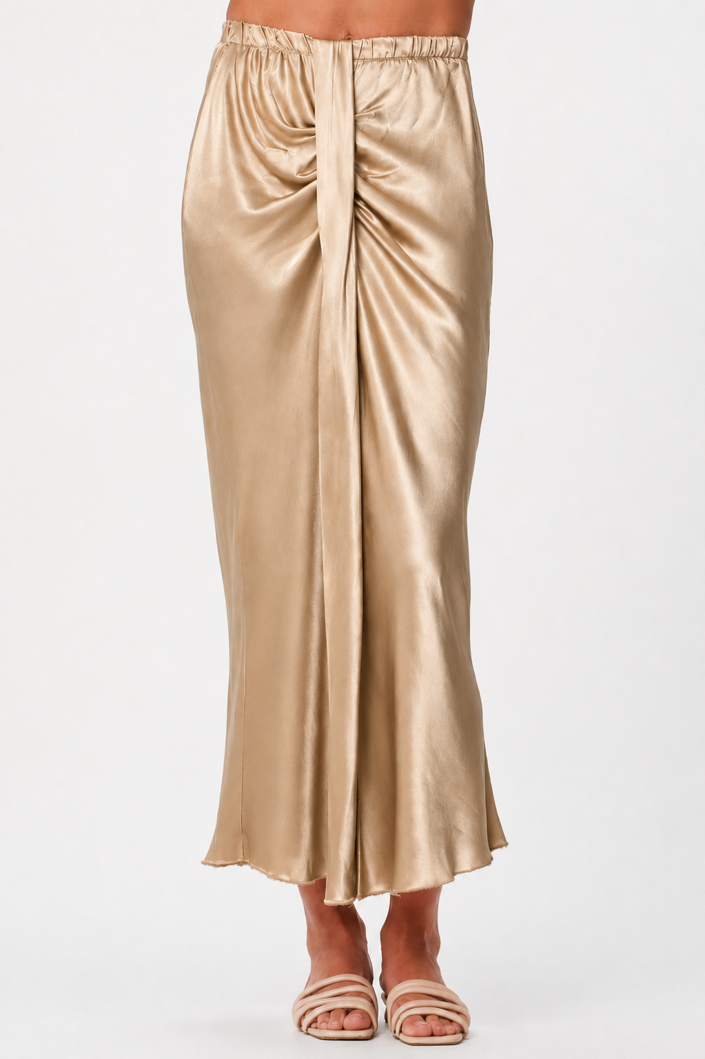 Harmony Satin Knot Front Split Skirt - Suzy D London