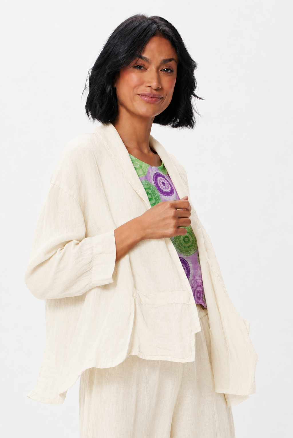 Slater Linen Open Jacket With Front Pockets - Suzy D London