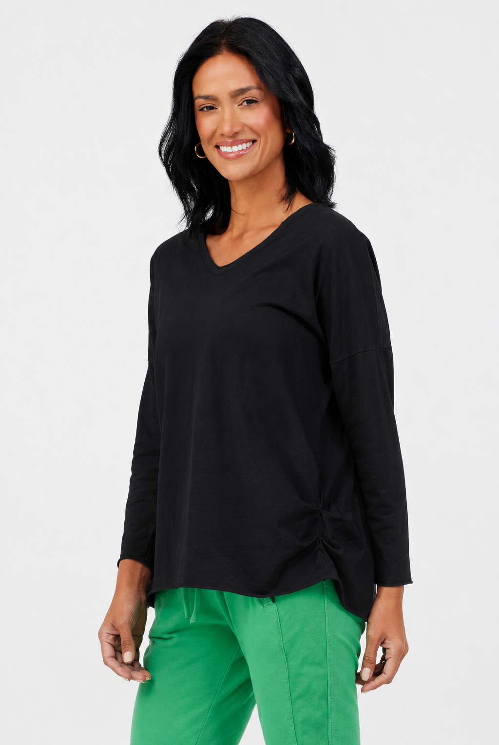 Jaya Ruched Side Cotton Top - Suzy D London
