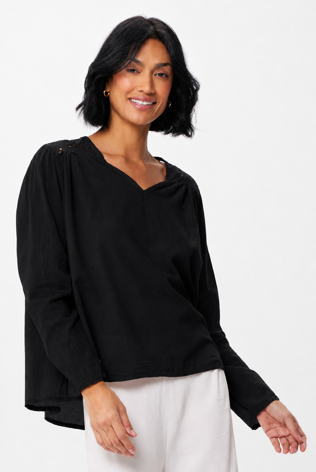 Porter Cotton & Broderie Anglais Top - Suzy D London