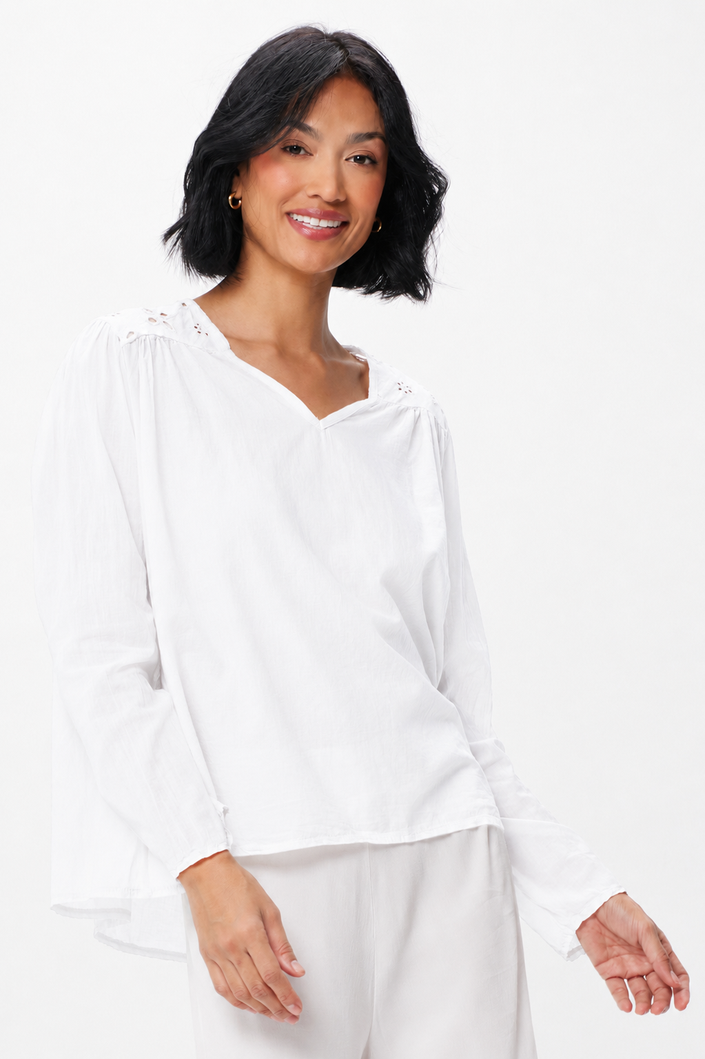Porter Cotton & Broderie Anglais Top - Suzy D London