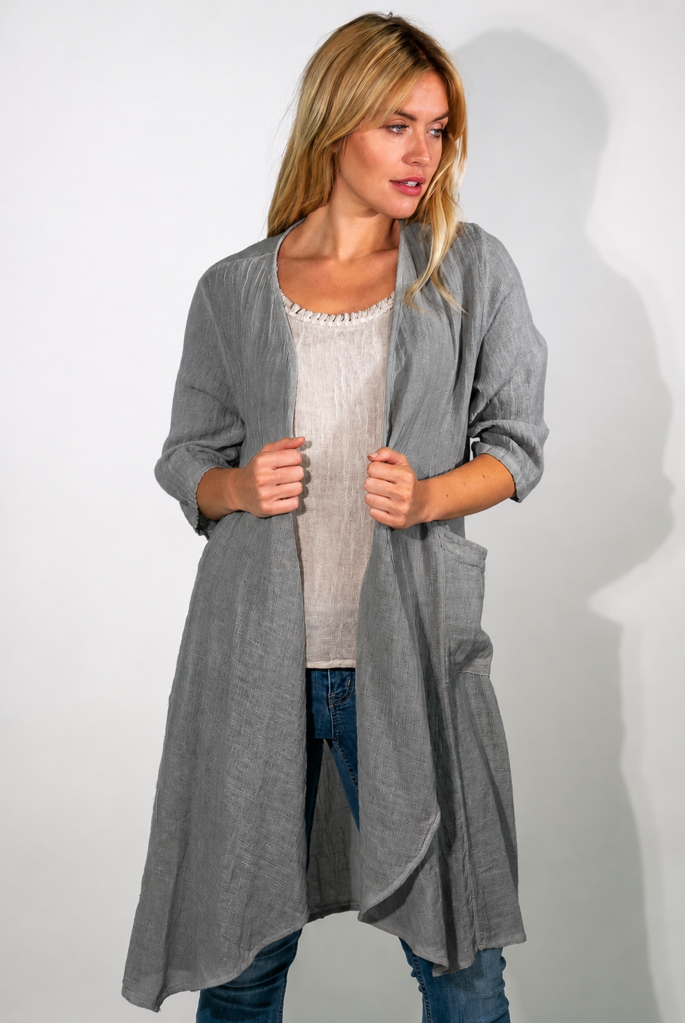 Valor Gauze Linen Long Jacket - Suzy D London