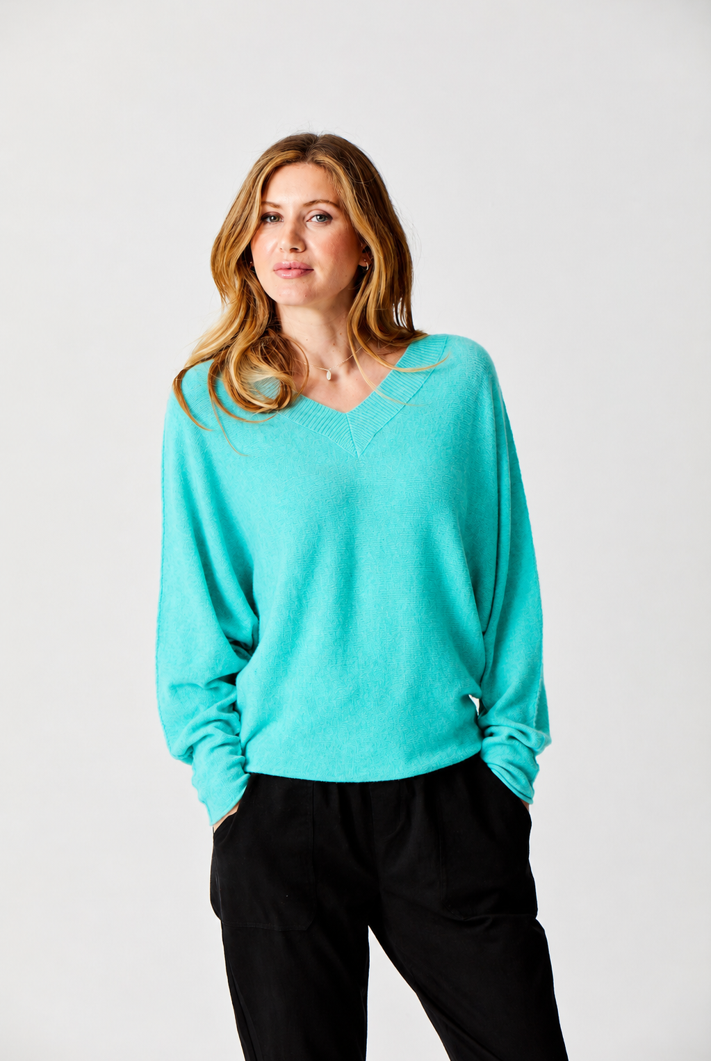 Lenny Double V Neck Batwing Knit Sweater - Suzy D London