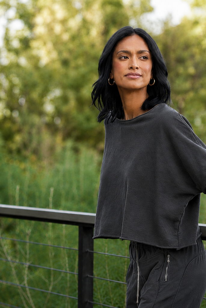 Maeve Cropped Raw Edge Sweatshirt - Suzy D London