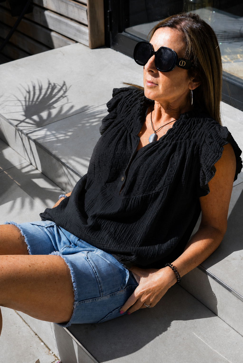 Cole Ruffle Detail Short Sleeve Blouse - Suzy D London